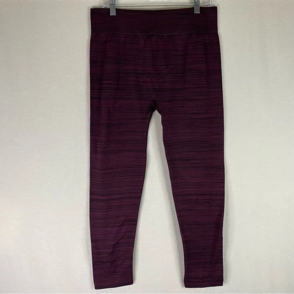 Terra & Sky Leggings Women’s Burgundy Space Dye Fleece Lined Stretch 2X 20-22W